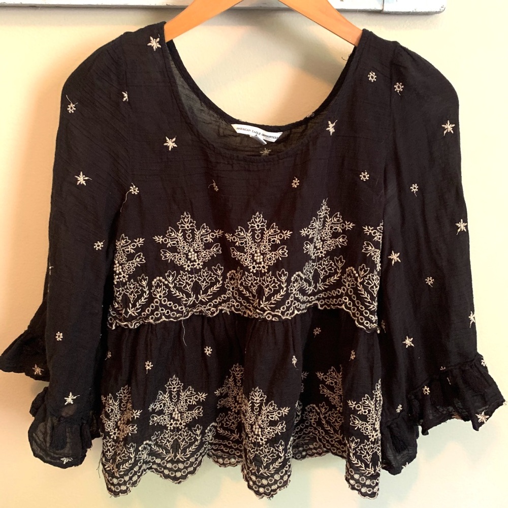 Women’sAmerican Eagle Black Lace Top Blouse Small